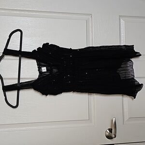 ING+ Women's Black Sequin Ruched Babydoll Tank Size 2X